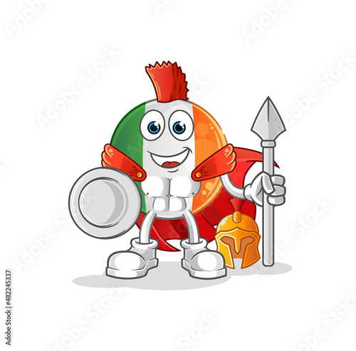 irish flag spartan character. cartoon mascot vector