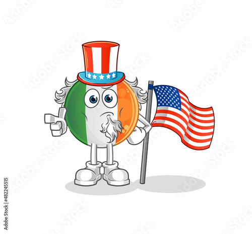 irish flag uncle sam character. cartoon mascot vector