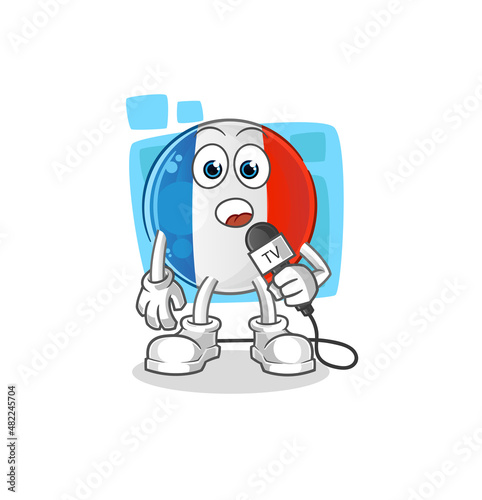 french flag tv reporter cartoon. cartoon mascot vector