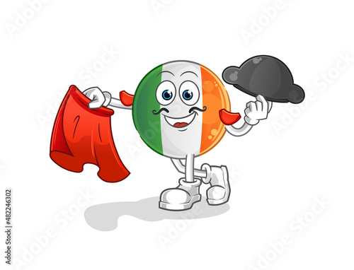 irish flag matador with red cloth illustration. character vector