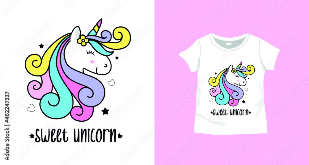 Sweet unicorn sleeping with slogan for t-shirt print.