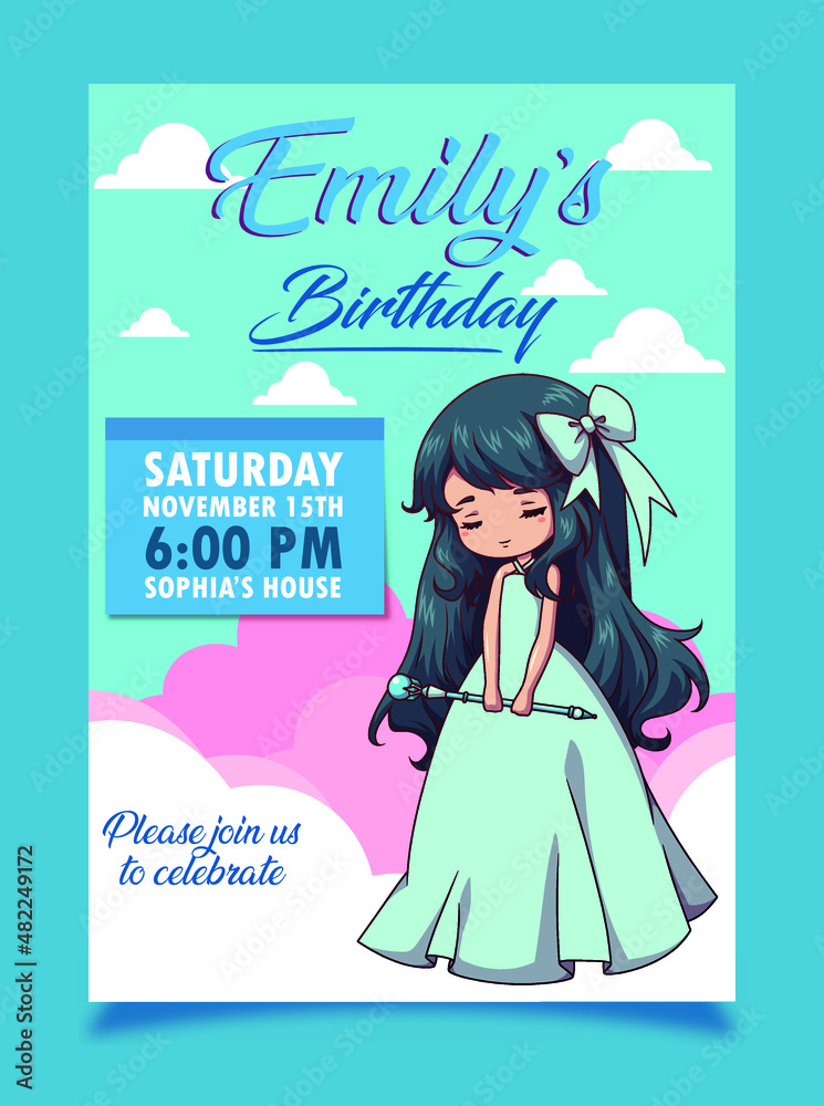 princess invitation party brithday girl princess invitation party brithday girl