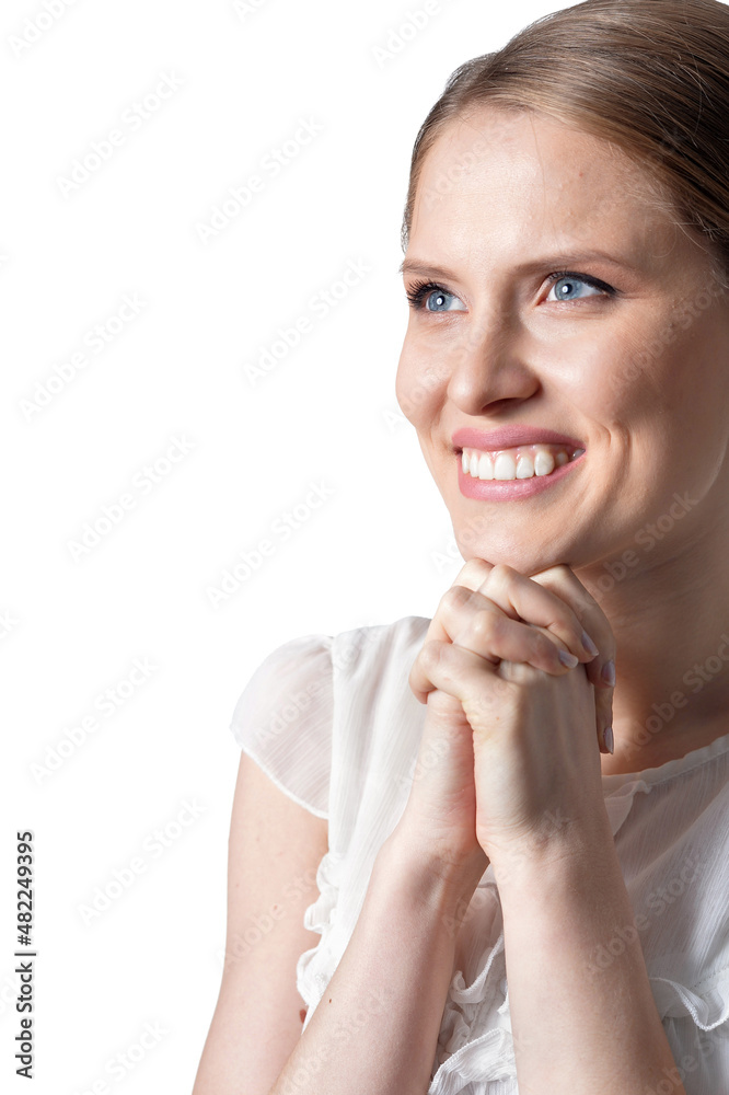 Portrait of beautiful young woman isolated on white background Portrait of beautiful young woman isolated on white background