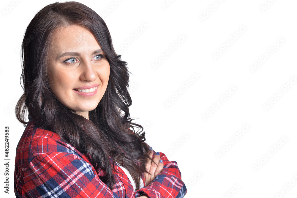 Portrait of beautiful woman isolated on white background Portrait of beautiful woman isolated on white background