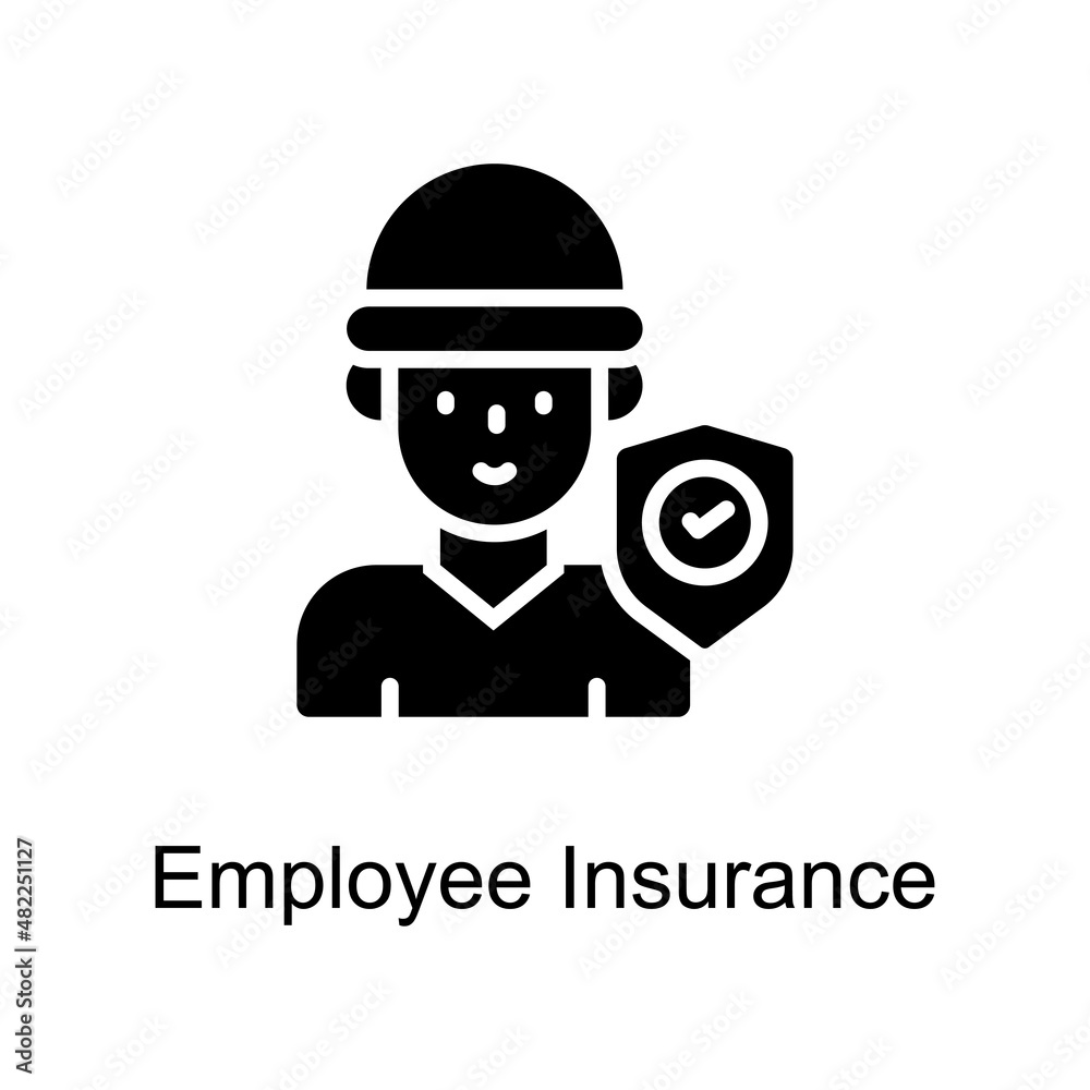 Employee Insurance vector Solid icon for web isolated on white background EPS 10 file