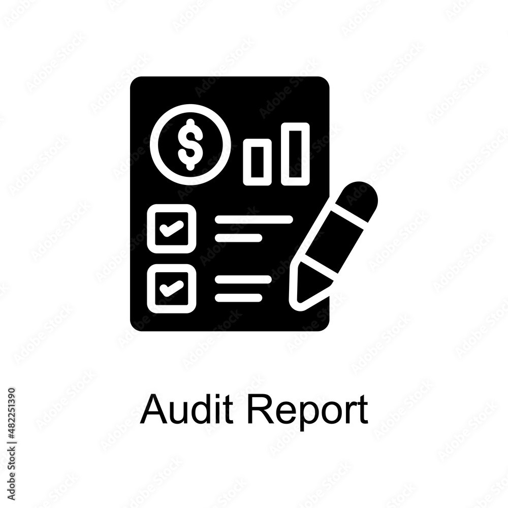 Audit Report vector Solid icon for web isolated on white background EPS 10 file Audit Report vector Solid icon for web isolated on white background EPS 10 file