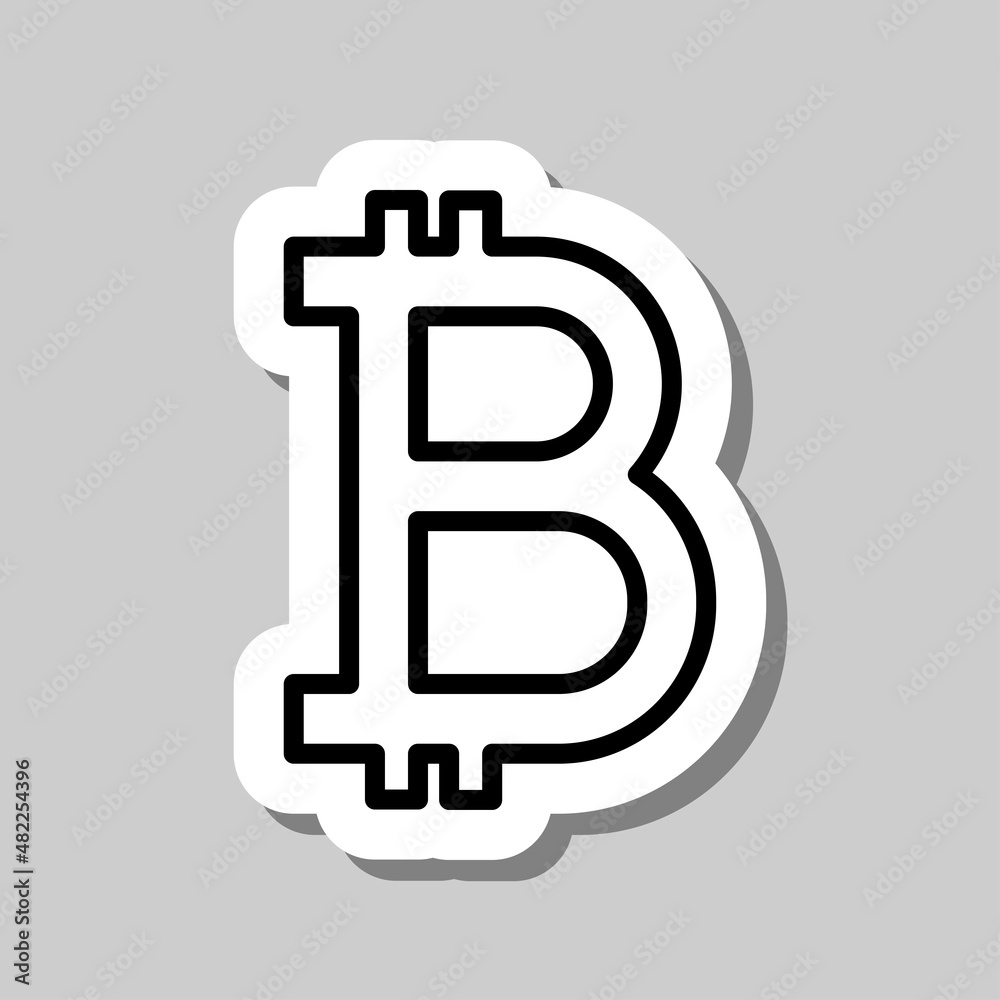 Bitcoin simple icon vector. Flat desing. Sticker with shadow on gray background.ai