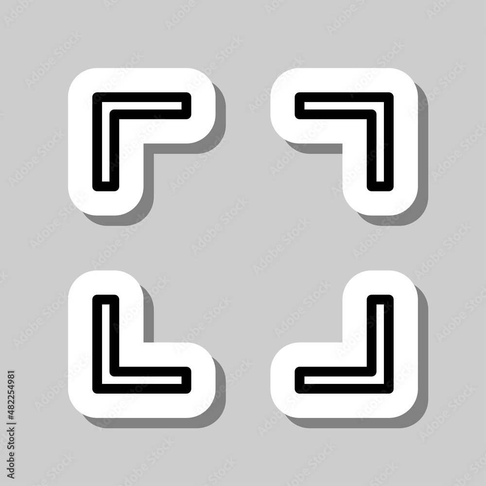 Focus, full screen simple icon vector. Flat desing. Sticker with shadow on gray background.ai Focus, full screen simple icon vector. Flat desing. Sticker with shadow on gray background.ai