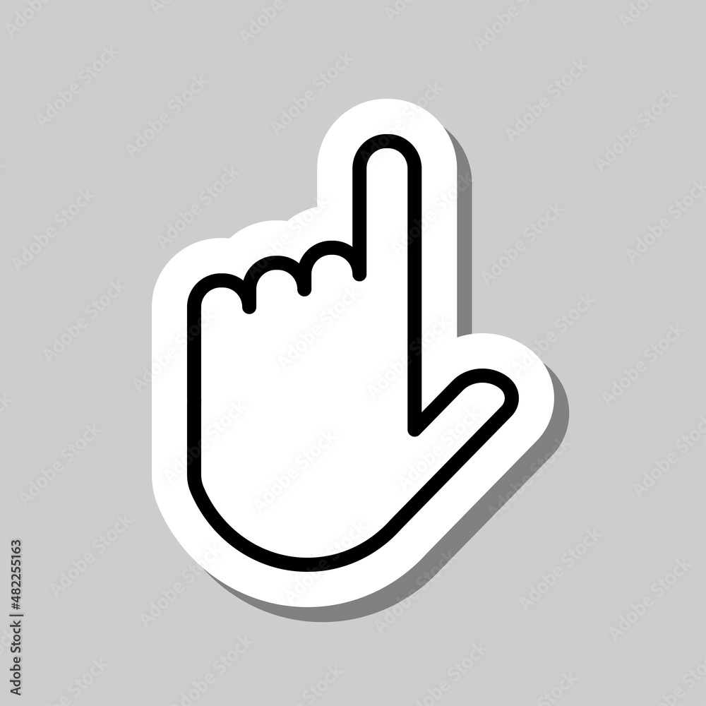 Hand vector simple icon. Flat desing. Sticker with shadow on gray background.ai Hand vector simple icon. Flat desing. Sticker with shadow on gray background.ai