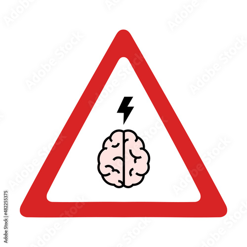 Warning of brainstorm traffic sign, creative concept, vector illustration