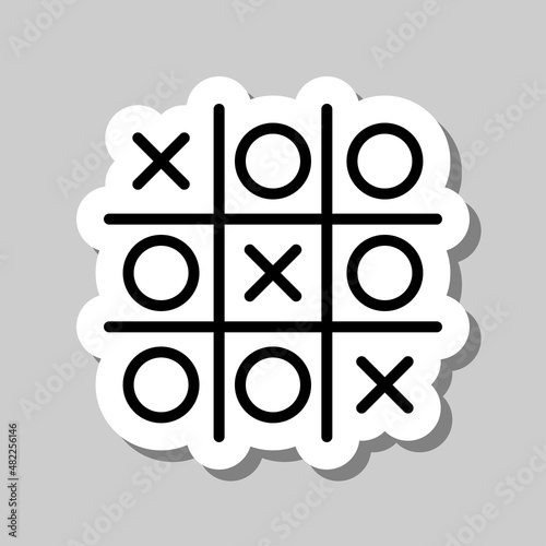 Tic tac toe simple icon. Flat desing. Sticker with shadow on gray background.ai