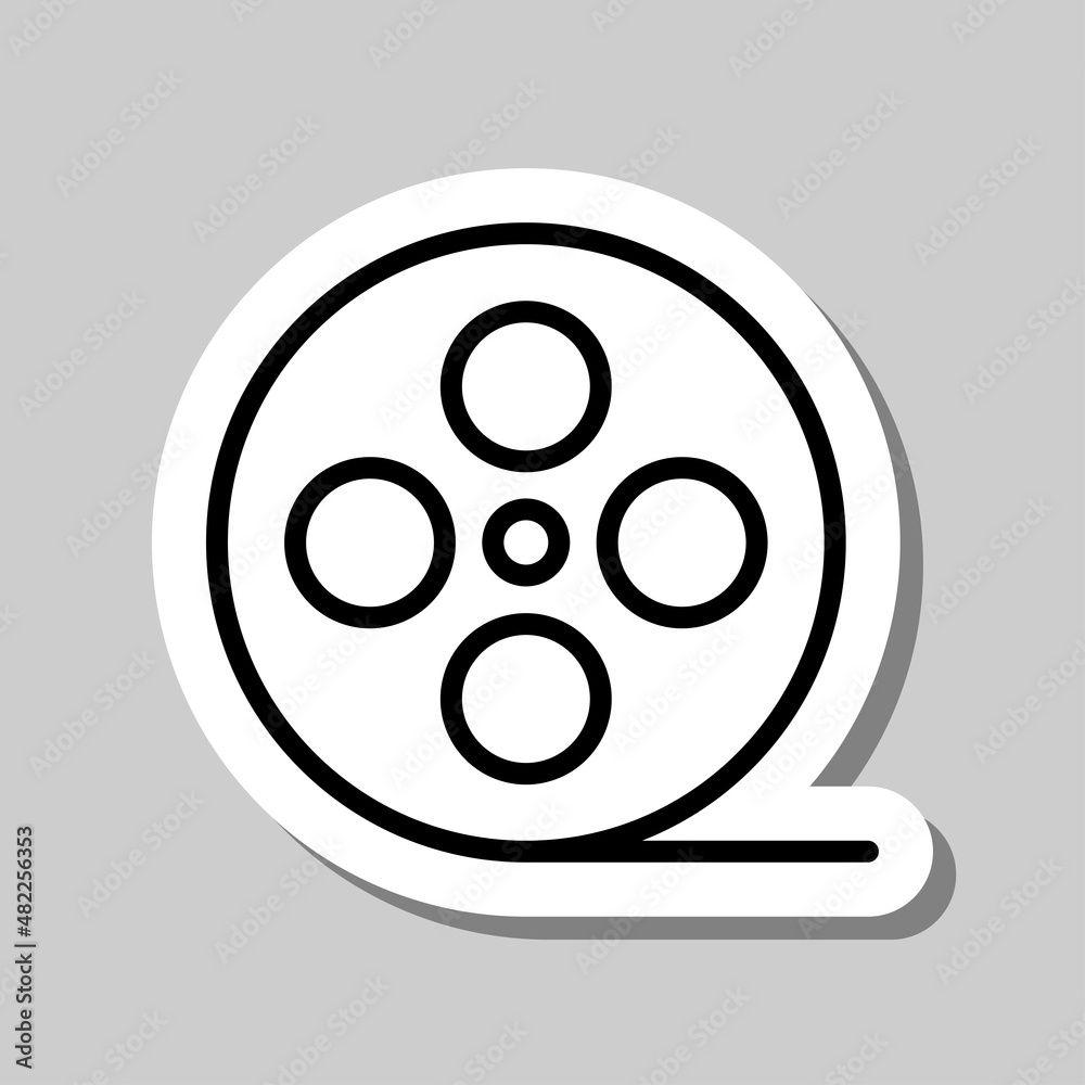 Video, film simple icon. Flat desing. Sticker with shadow on gray background.ai