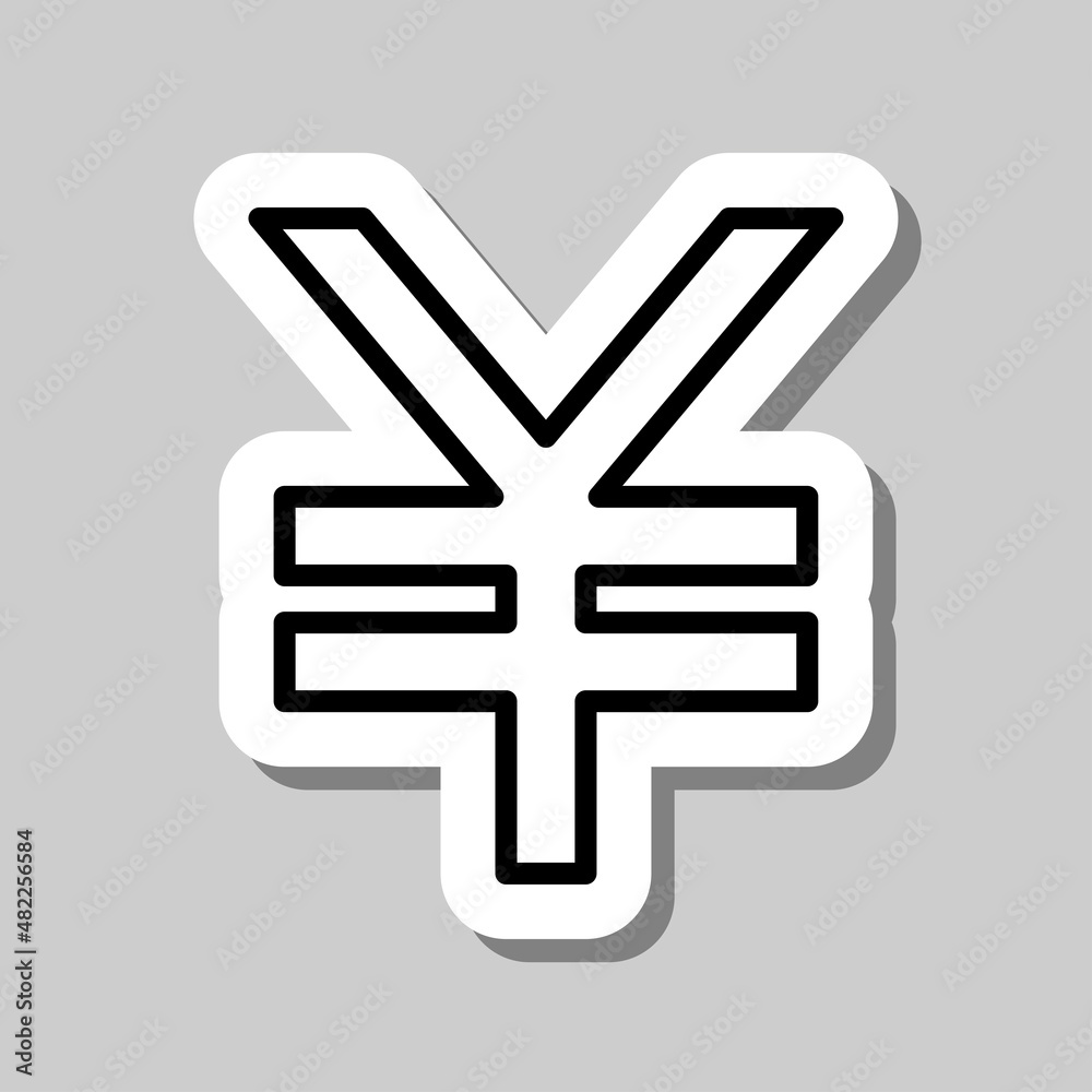 Obraz premium Yen simple icon vector. Flat desing. Sticker with shadow on gray background.ai