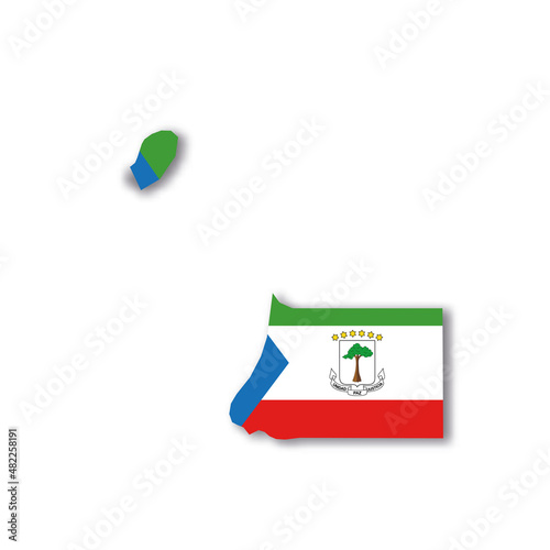 Equatorial Guinea national flag in a shape of country map