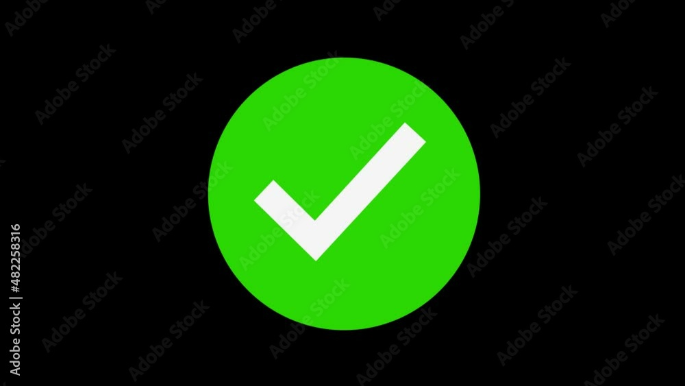 Agreement Mark In Green Circle, Animation Isolated On Black Background Agreement Mark In Green Circle, Animation Isolated On Black Background