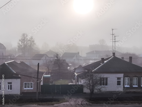 houses in the fog