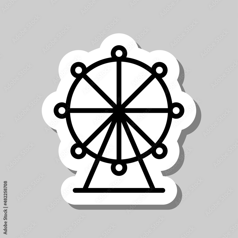 Ferris wheel simple icon. Flat desing. Sticker with shadow on gray background.ai Ferris wheel simple icon. Flat desing. Sticker with shadow on gray background.ai