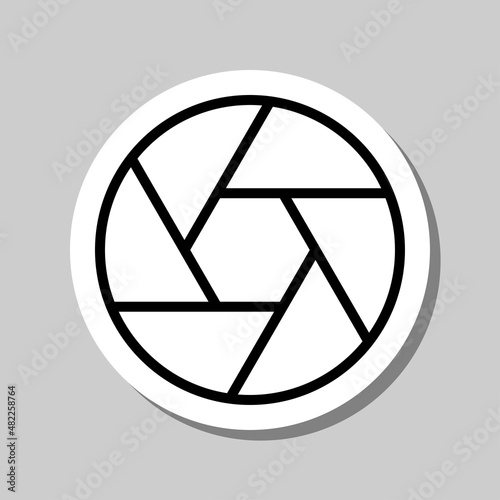 Focus simple icon. Flat desing. Sticker with shadow on gray background.ai