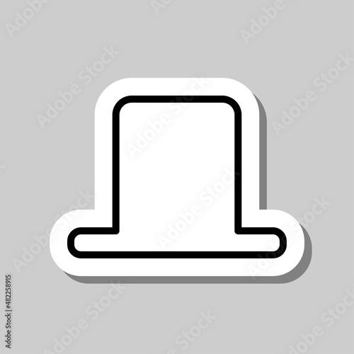 Hat simple icon. Flat desing. Sticker with shadow on gray background.ai