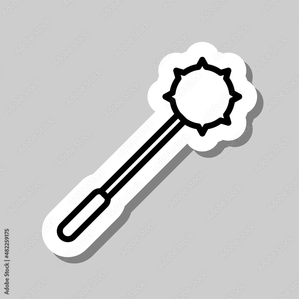 Mace simple icon. Flat desing. Sticker with shadow on gray background.ai Mace simple icon. Flat desing. Sticker with shadow on gray background.ai