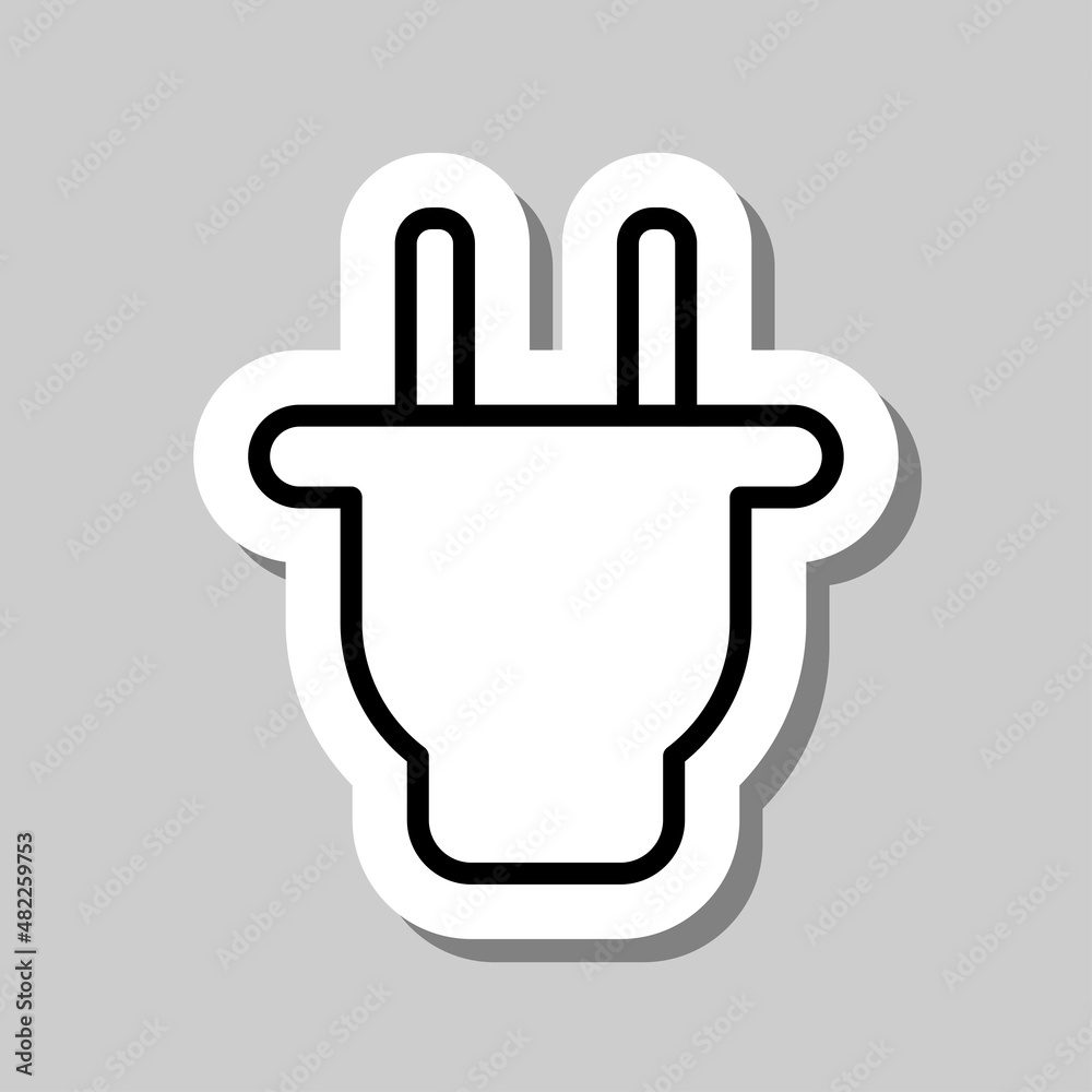 Plug simple icon. Flat desing. Sticker with shadow on gray background.ai Plug simple icon. Flat desing. Sticker with shadow on gray background.ai