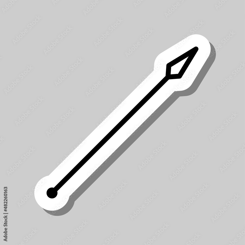 Spear simple icon. Flat desing. Sticker with shadow on gray background.ai Spear simple icon. Flat desing. Sticker with shadow on gray background.ai