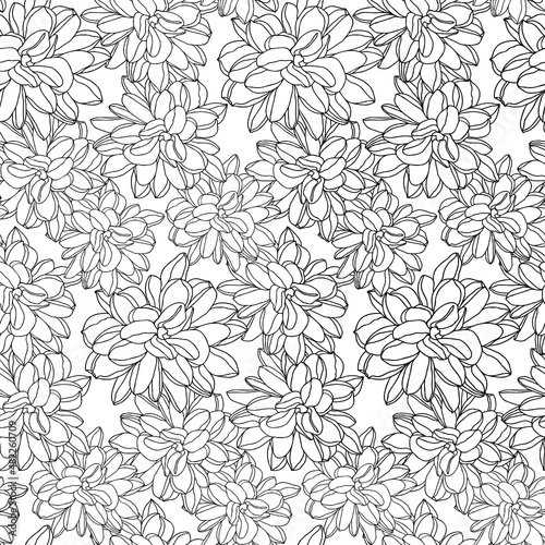 Dahlia hand drawn flower seamless pattern for textile ,vector background pastel color