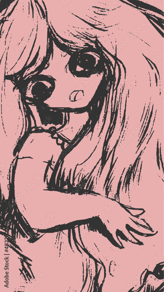 Hand drawn little girl. Graphic illustration. Stock Vector Adobe Stock