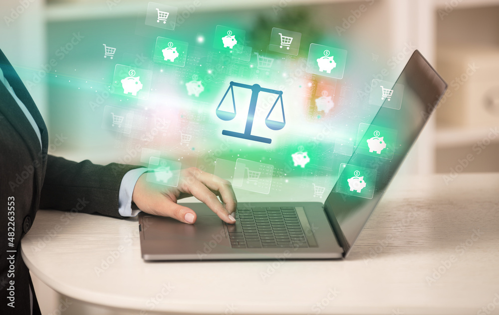 Businessman working on laptop with new business Businessman working on laptop with new business