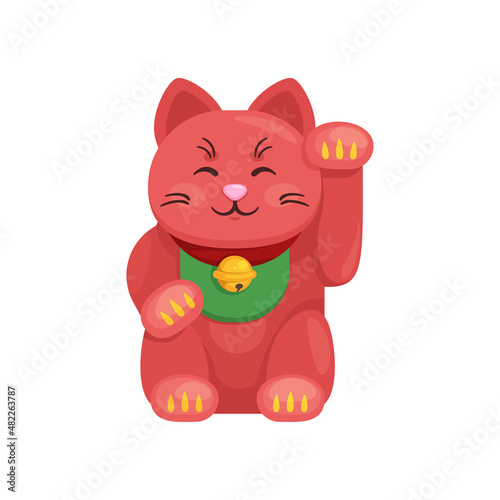Vector cartoon style illustration of Maneki Neko