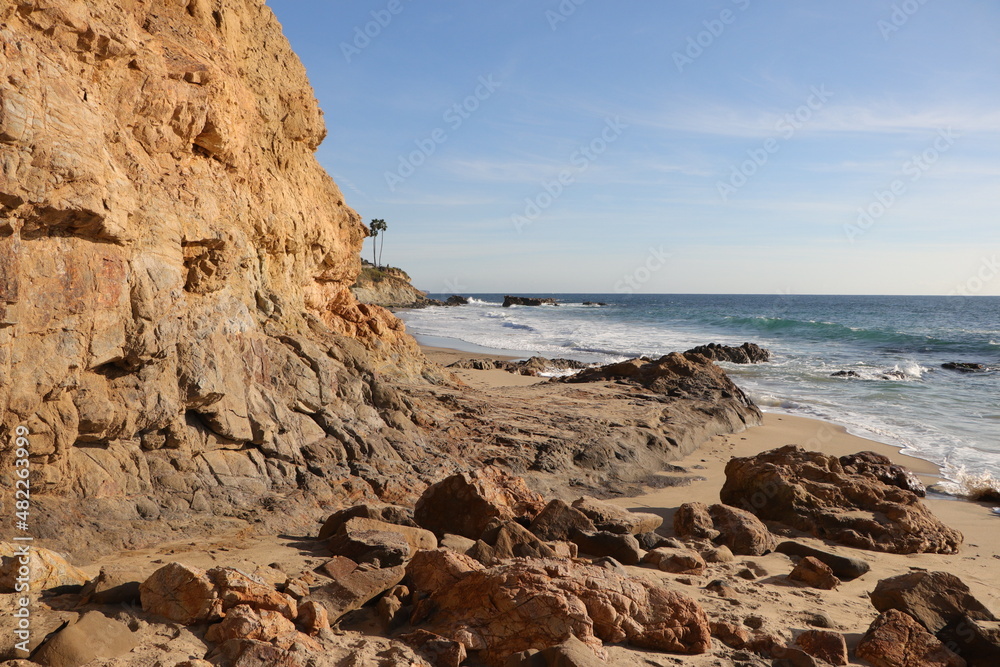Rock formation on the beach in San Diego California