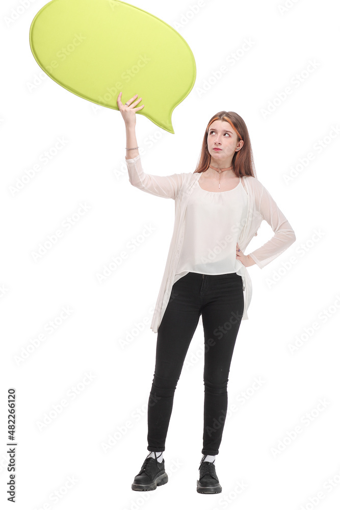 Picture of happy teenage girl with blank text bubble Picture of happy teenage girl with blank text bubble