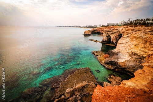 view of the coast of the beach in cyprus