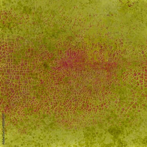 Green and red ceramic pot floor stucco cement wall