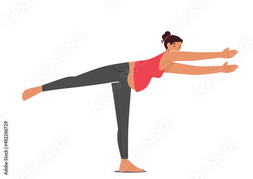 Yoga for Pregnant Woman Concept. Fitness and Sport During Pregnancy. Female Character Stretching, Healthy Lifestyle