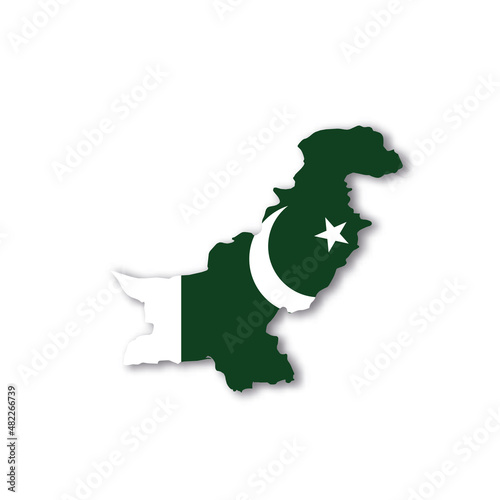 Pakistan national flag in a shape of country map
