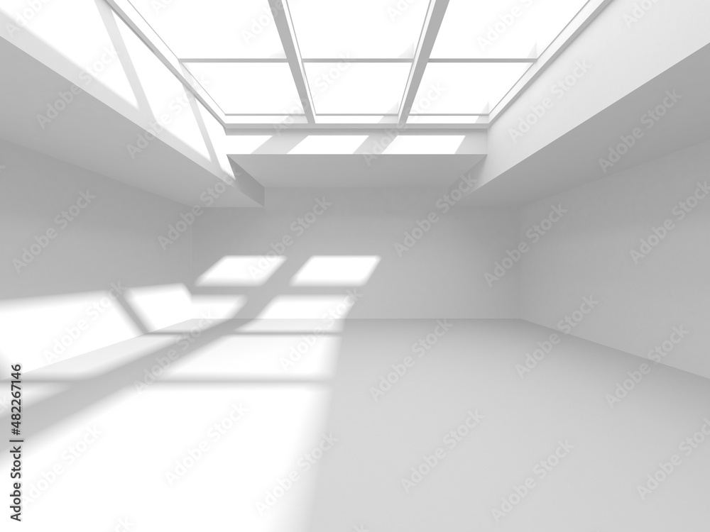 Fototapeta premium Illuminated corridor interior design. Empty Room Interior Background