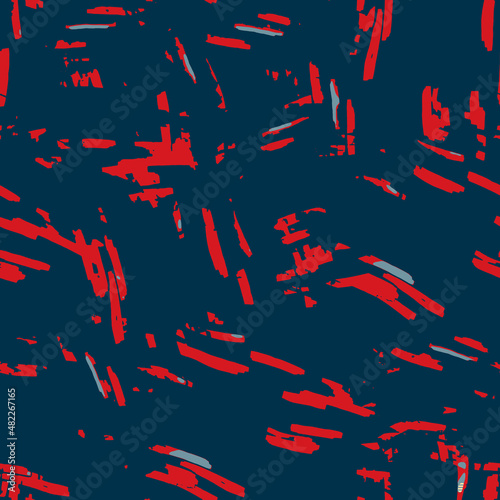 Classic marine blue red yellow seamless texture. Modern retro swim wear fashion allover print. Memphis style masculine grunge abstract background. High quality jpg swatch.