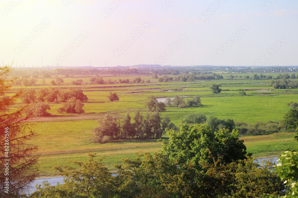 The landscape of a large lowland river in Europe - the Oder.