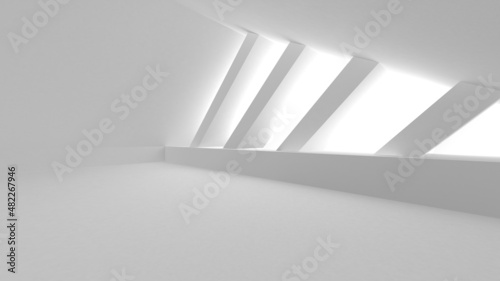 Illuminated corridor interior design. Empty Room Interior Background