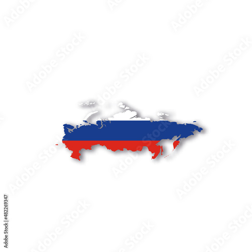 Russia national flag in a shape of country map