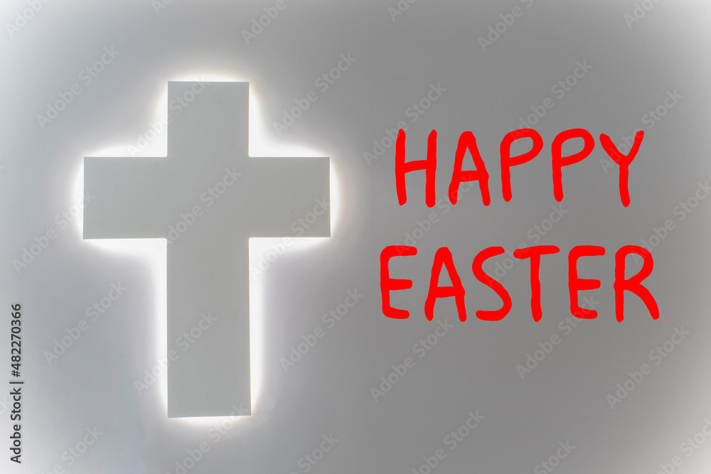Obraz premium Happy Easter postcard. Holiday lettering. Ink illustration. Modern brush calligraphy. Isolated on white background