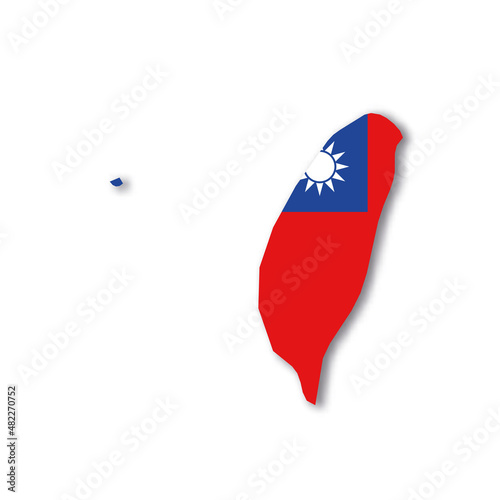 Taiwan national flag in a shape of country map