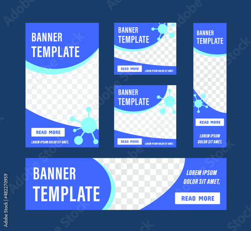 COVID-19 web banner set, corona pandemic concept, banners template for online advertising, Omicron variant, booster vaccination, third jab, isolated on white background