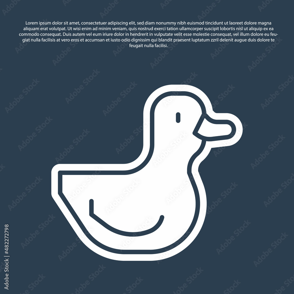 Obraz premium Blue line Rubber duck icon isolated on blue background. Vector