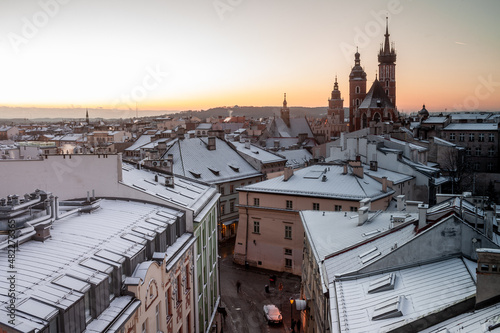 Obraz na płótnie Scenic winter in city center. Cracow, Poland w salonie