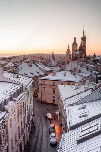 Obraz na płótnie Scenic winter in city center. Cracow, Poland w salonie