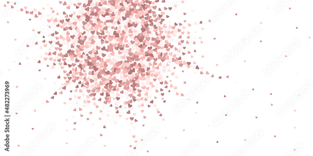 Pink heart love confettis. Valentine's day explosi