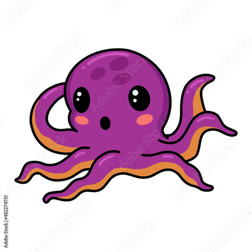 Cute little pink octopus cartoon