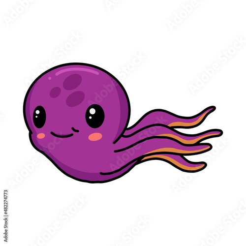 Cute little pink octopus cartoon